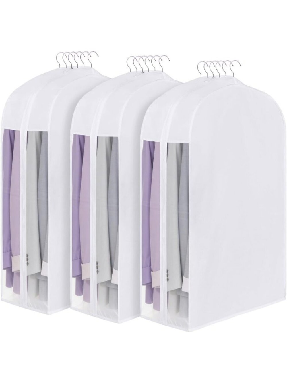 32” Cotton Garment Bags for Hanging Clothes - Short Suit Storage, 3 Pack